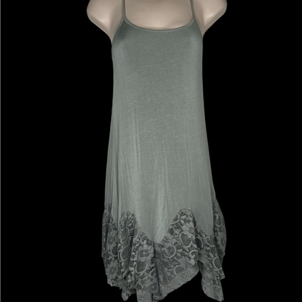 Green Lace Hem Dress